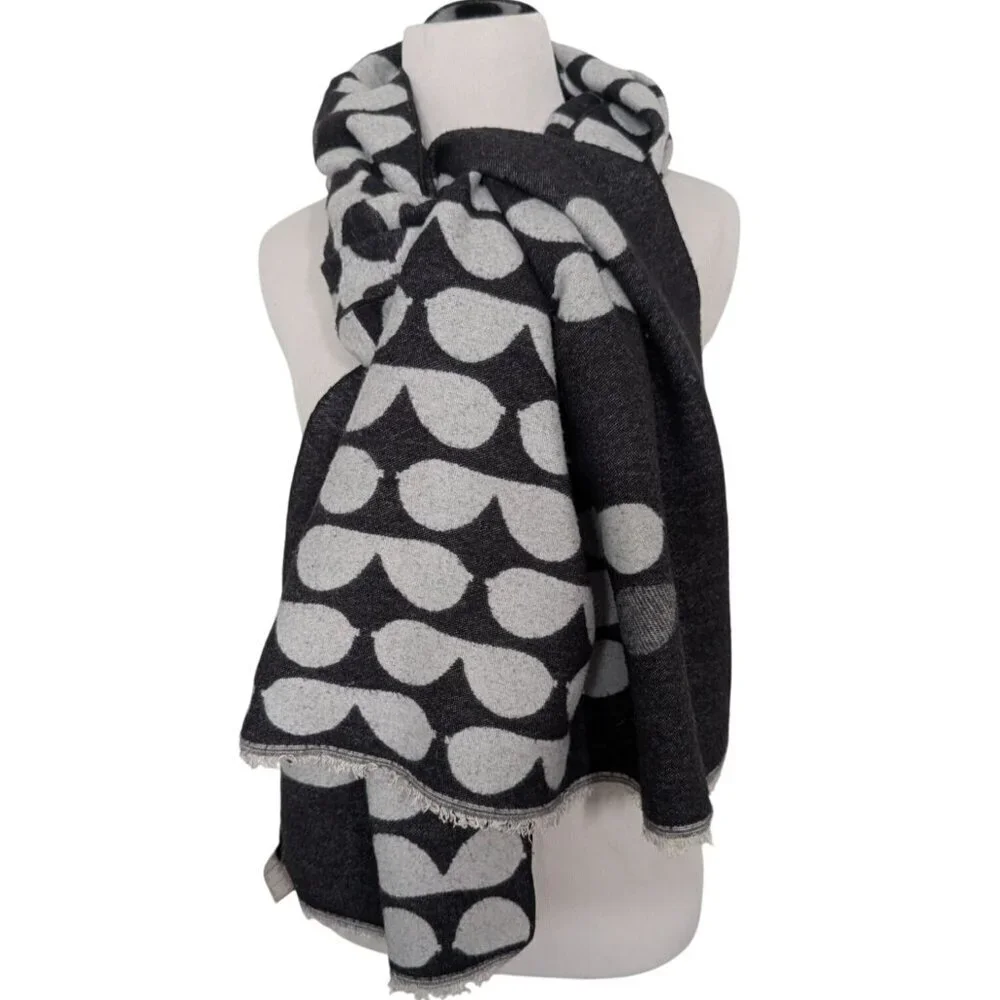 Karl Lagerfeld Sunglass Blanket Scarf Rectangle Gray Knit Lightweight Long